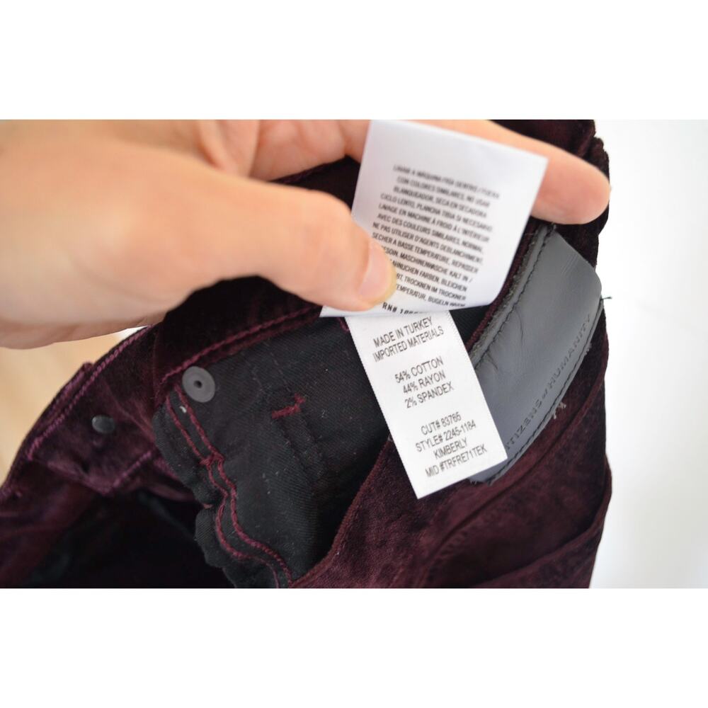 Citizens of Humanity Kimberly Velvet 70's Flare Pants Burgundy - Picture 7 of 7